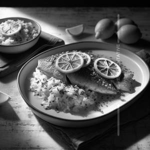 Butter Lemon  Fish (With Herb Rice)