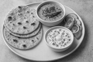 Dal Tadka Veg Raita ,salad With 4 Amul Desi Ghee Chapati