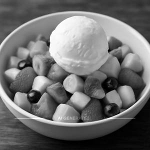 Fruit Salad with Vanilla Ice Cream