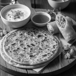 1 Aloo Pyaz Paratha + 1 Spring Rolls                                                                           