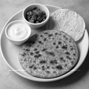 Aloo Paratha With Curd, Achar & 1 R. Papad