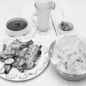 Half Afghan Chicken+2 Kuboos/2 Kp+gravy+maynz+salad+lime Juice
