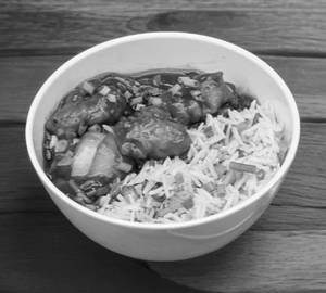 Veg fried rice with chicken manchurian 2 pc