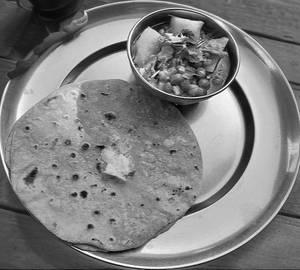 2 tawa roti with aaloo sabji