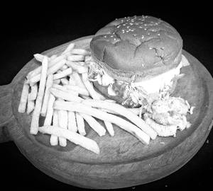 Boiled Chicken Burger with Fries