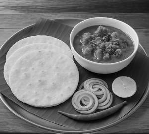 Rice Rotti (Biyyapu Rotte) and Mutton Curry Combo, Andhra Telangana Meal