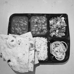 Chole+veg Sabji With Rice+paratha+onion