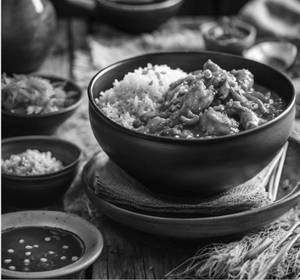Hot Garlic Rice With Chilly Chicken