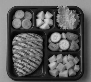 Grilled chicken with fruit & vegetable salad