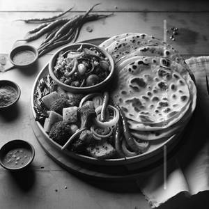 1 Mix Veg [1/2pt] + 5 tawa Roti