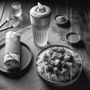 Chicken 65 briyani with shawarma rool