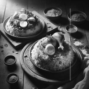 Chicken Egg Biryani With Raita & Gravy