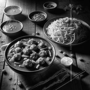 Veg Manchurian [Half] with Gravy and Veg Noodles