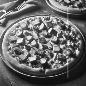 Cheesy chicken sausage pizza