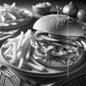 Chicken Peri Peri Burger With French Fries