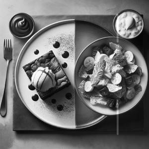 Hot Fudge Brownie With Ice Cream+Caesar Salad                             