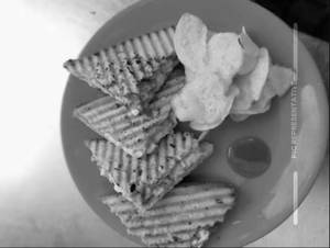 Corn Cheese Grilled Sandwich With Wafer