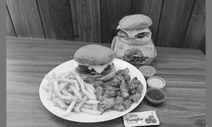 2 Chicken Crispy Classic Burger, 20pc Popcorn And Fries S