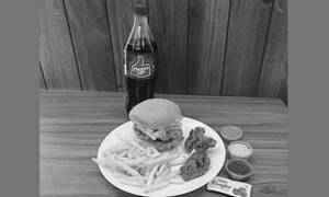 Chicken Jumbo Tandoori Burger, 2pc Wings, Fries S And Thums Up