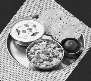 Dahi Pakhala/Egg Burji/papad