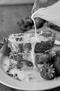 Fluffy, Custardy French Toast Soaked In Pandan-infused Milk, Finished With Coconut Cream