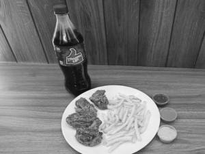 4 Pc Wings,  Fries S And 1 Thums Up