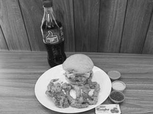 Chicken Jumbo Classic Burger,  6pc Strips And Thums Up