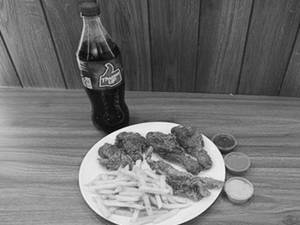 2 Pc Peri-peri Chicken Leg, 2pc Wings, 2pc Strips, Fries And Thums Up