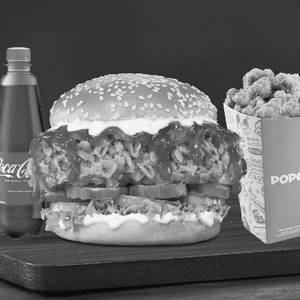Korean Burst Chicken Burger - Med Popcorn Meal