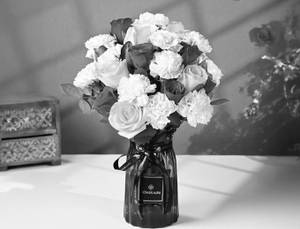 Mix Flowers in a Glass Vase
