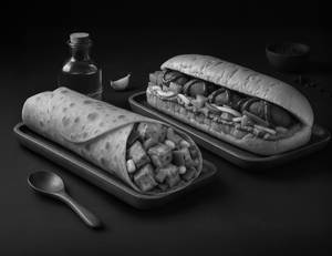 Smoky Tandoori Paneer Roll + Aloo Chaat Sandwich