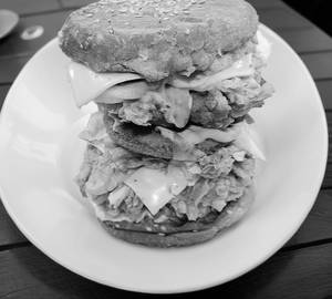 Triple Cheese Crispy Chicken Tower Burger