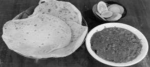 Appam With Green Piece Curry  And Salad  Combo