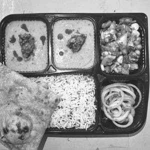Kadhi Pakoda +Veg Sabji+chutney +Rice+bread Of The Day