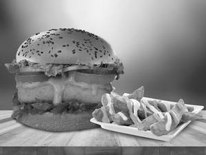 Spicy Paneer Burger +cheesy Wedges