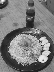 Alu Biryani With Cold Drinks