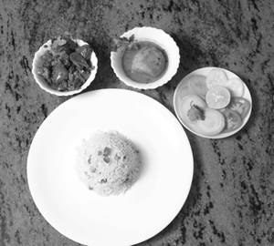 Fried rice chili paneer kashmiri alur dam salad