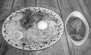 Chicken biryani with egg + Chicken chaap