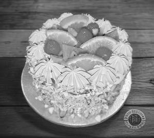 Eggless truffle fruits punch cake