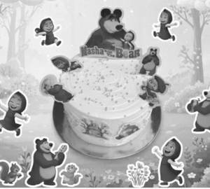 Eggless Masha & Bear Cake [500 Gm]