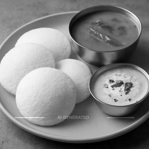 Idli (4 Pcs) (served With Sambar & Coconut Chutney) Serves 2