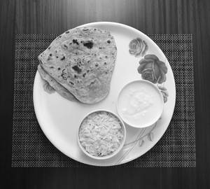 Dahi Poha With 2 Plane Paratha And Sugar