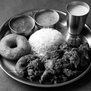 Chicken Sukka Thali With Vada
