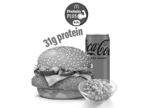 McSpicy Premium Veg Burger Protein Plus + Corn + Coke Zero