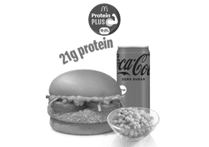 McAloo Tikki Burger Protein Plus+ Corn + Coke Zero