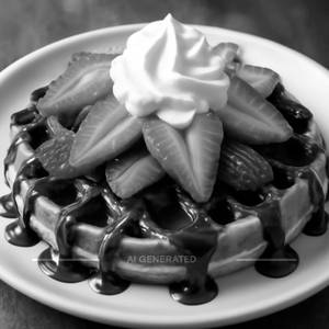 Strawberry and chocolate waffle