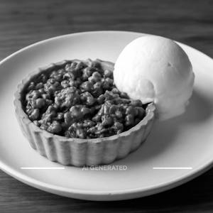walnut tart with vanilla ice cream