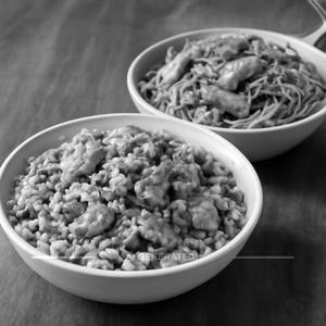 Chicken Fried Rice + Chicken Noodles .                                                       