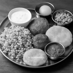 Special Upwas Thali ( Makhana Kheer,aloo fry ,ragira roti , sama rice, raita