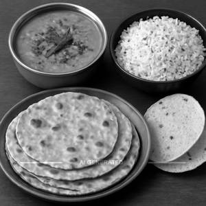 Roti [5 Pieces] With Dal Fry [half Plate] 